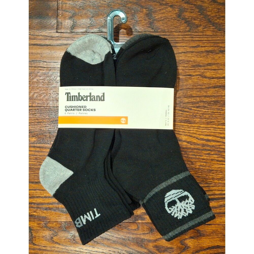 NEW Timberland Cushioned Quarter Socks 6 Pairs Mens Size 9-12